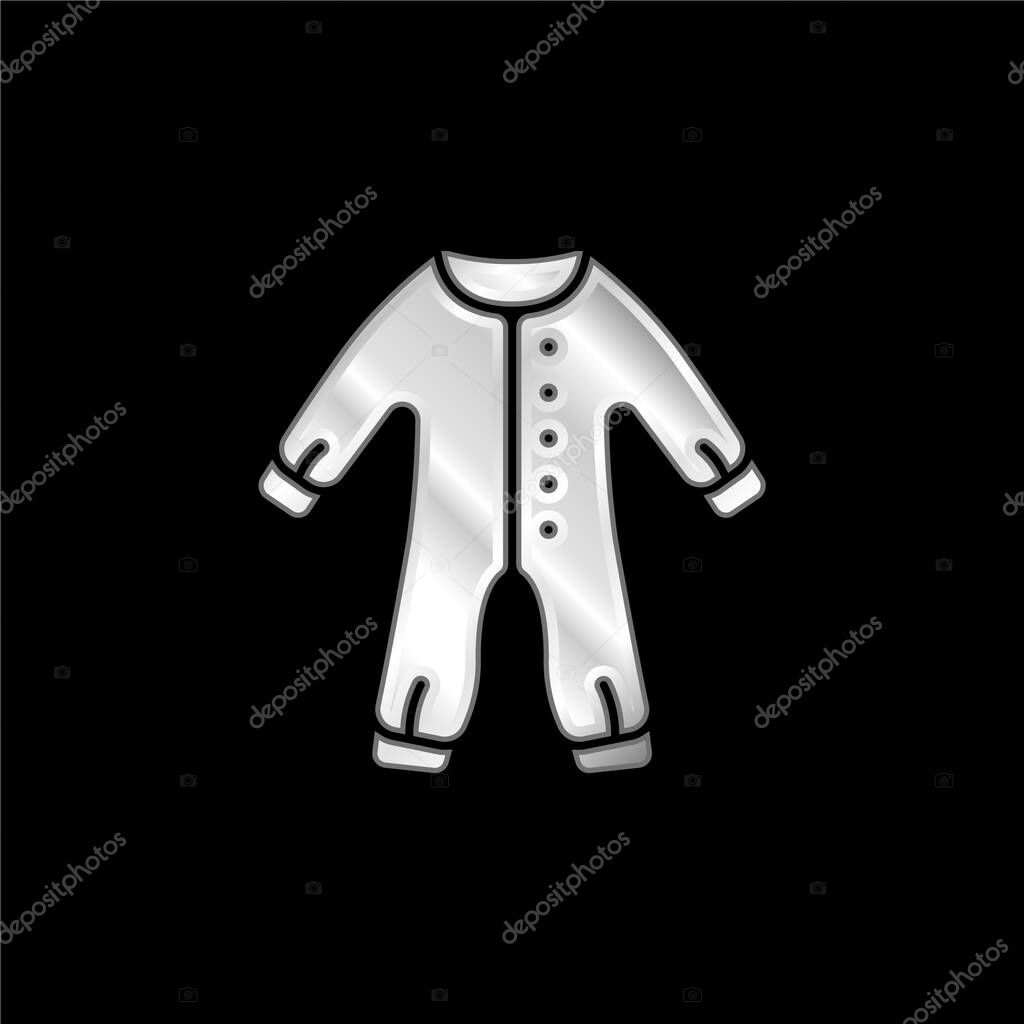 Baby Clothes silver plated metallic icon