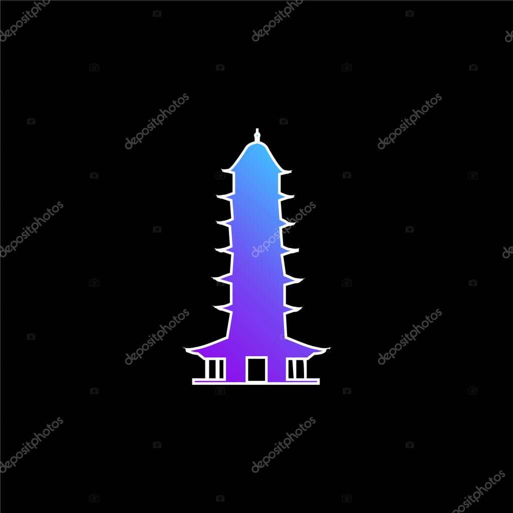 Auspicious Light Pagoda blue gradient vector icon