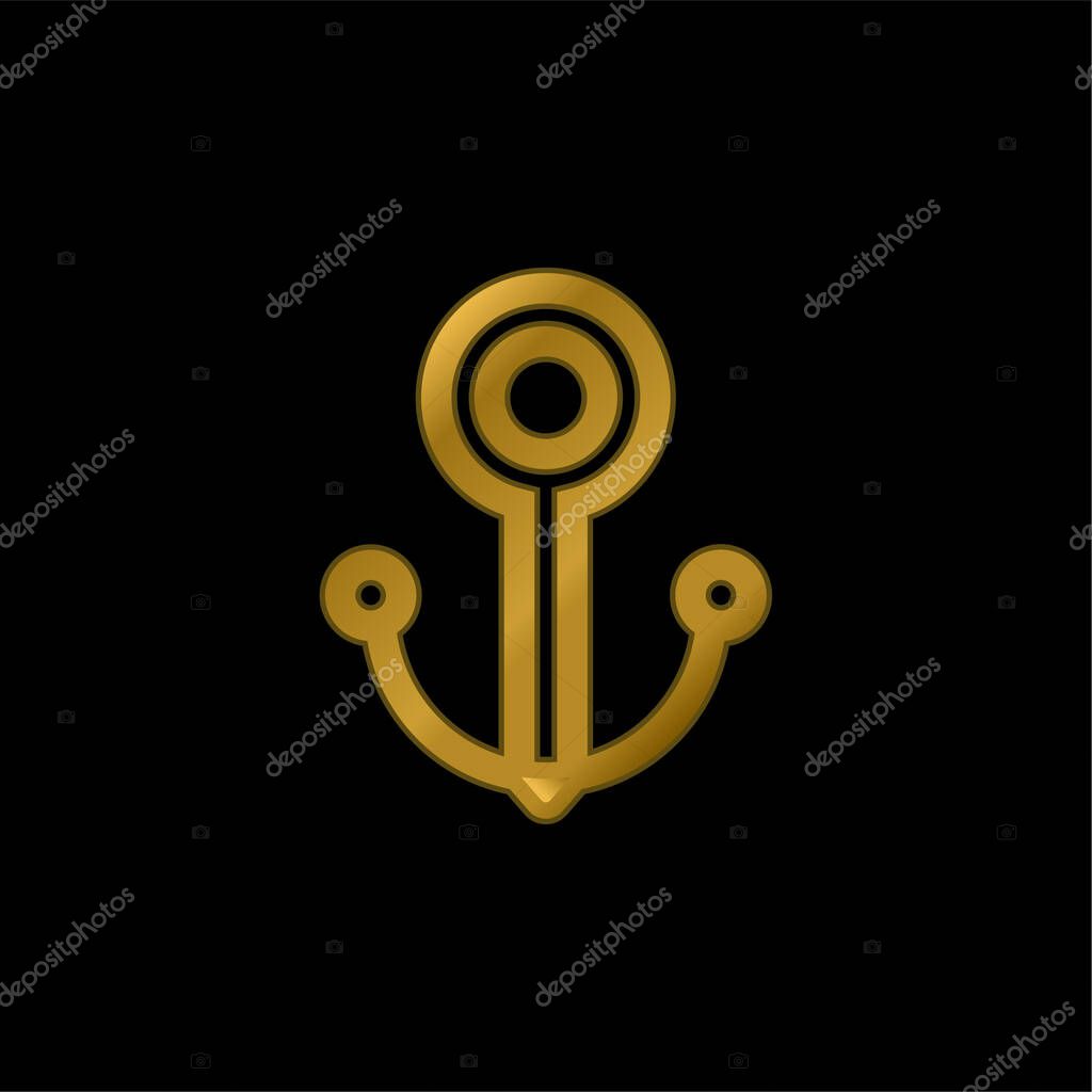 Anchor gold plated metalic icon or logo vector