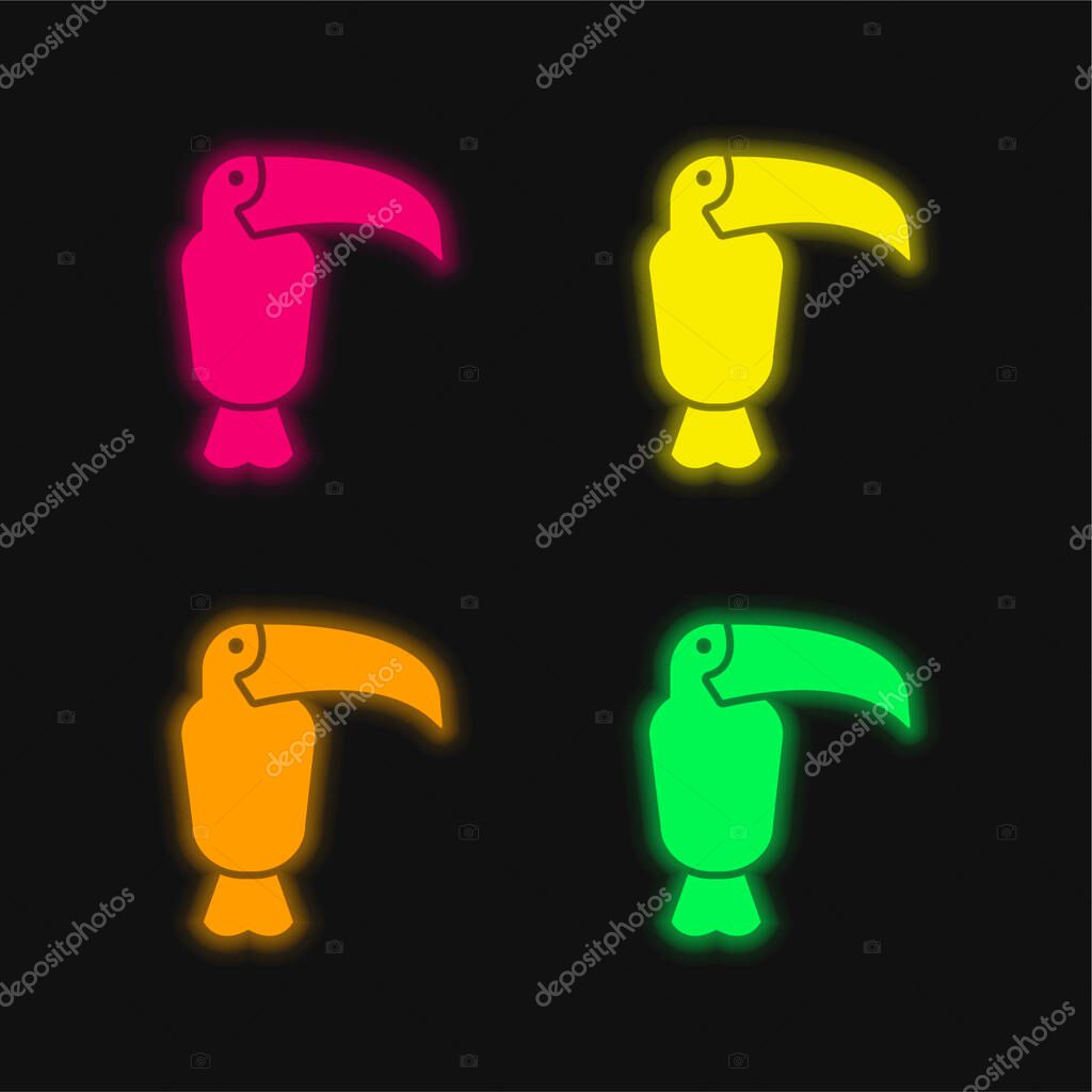 Animal four color glowing neon vector icon