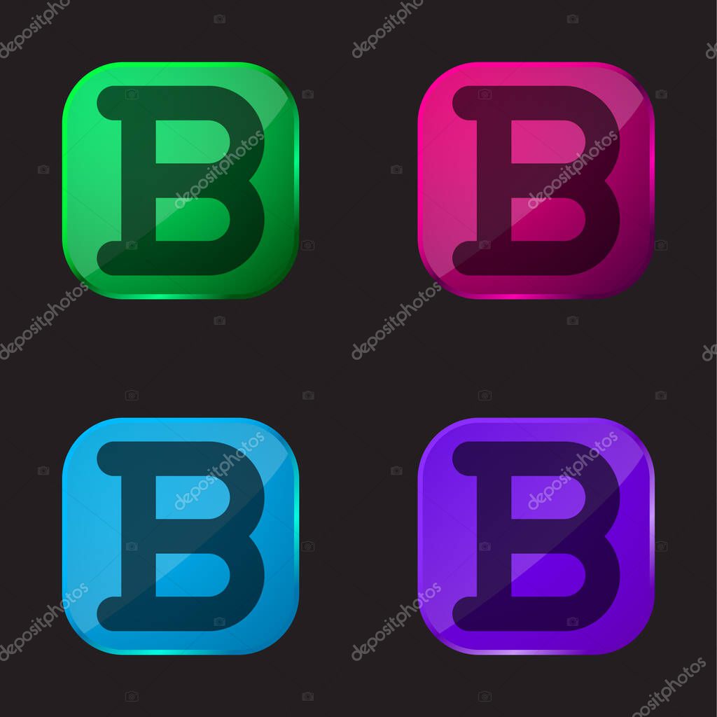 Bold four color glass button icon