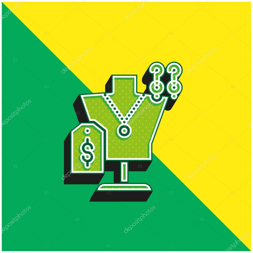Accesories Green and yellow modern 3d vector icon logo