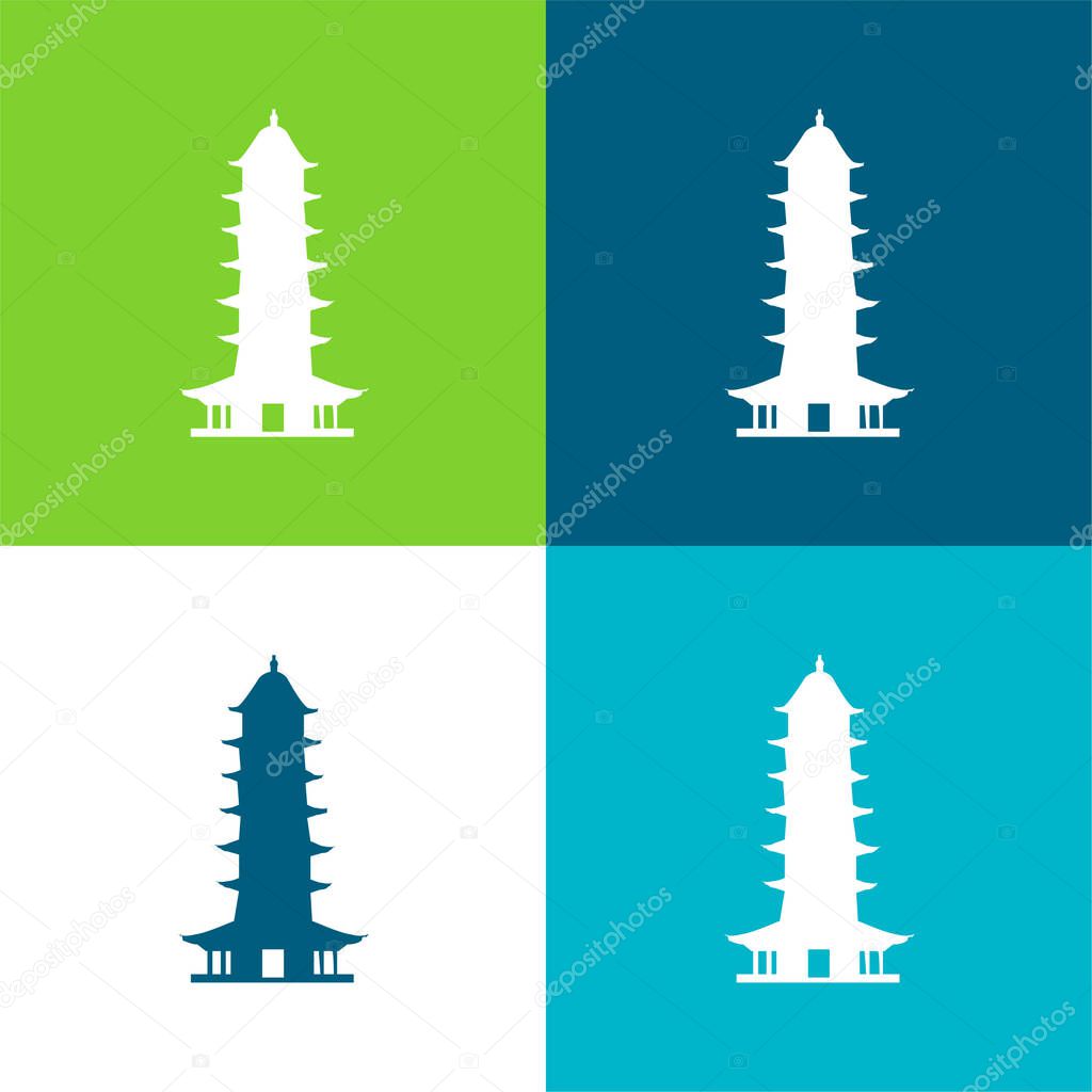 Auspicious Light Pagoda Flat four color minimal icon set