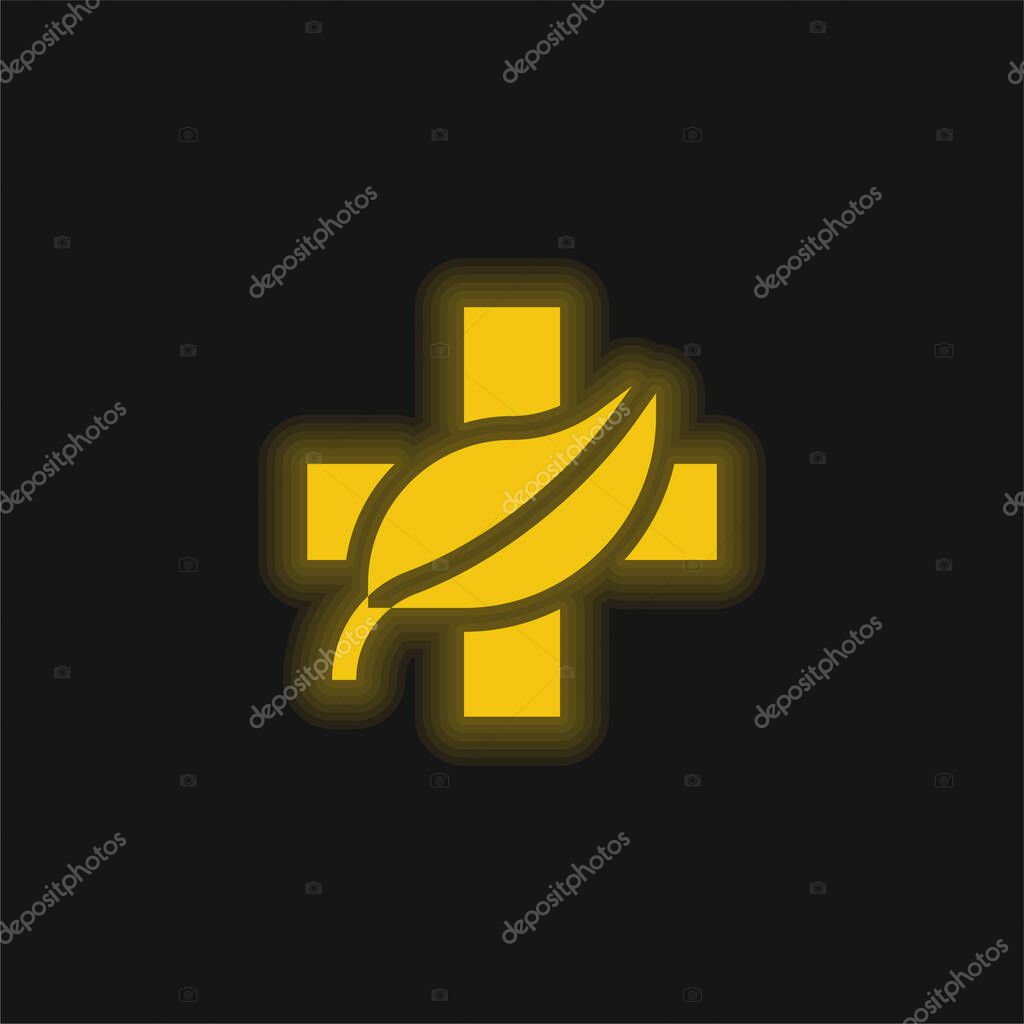 Alternative Medicine yellow glowing neon icon
