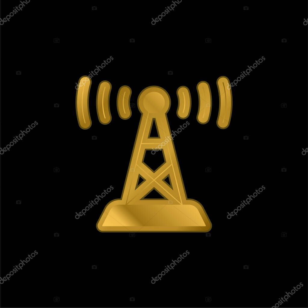 Antenna gold plated metalic icon or logo vector