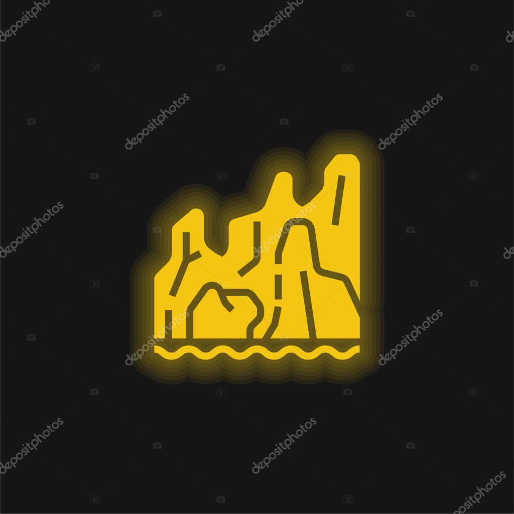 Beach yellow glowing neon icon