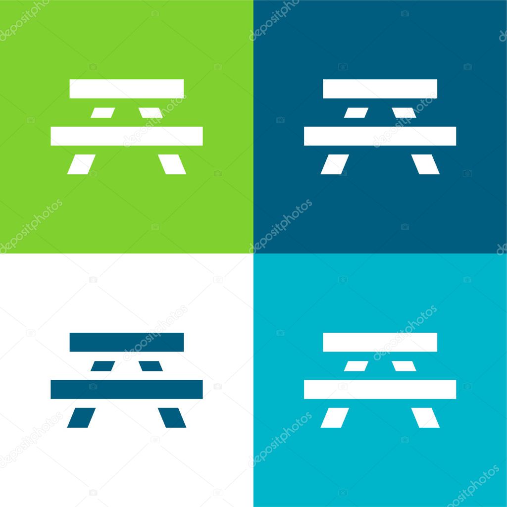 Bench Flat four color minimal icon set