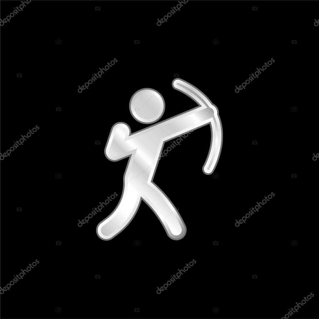 Archery silver plated metallic icon