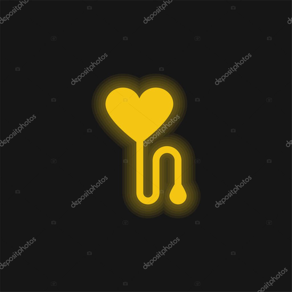 Blood Donation yellow glowing neon icon