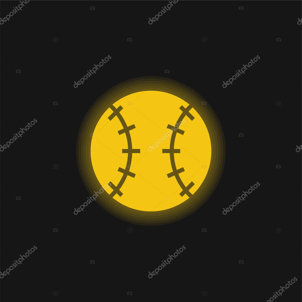 Baseball Ball yellow glowing neon icon