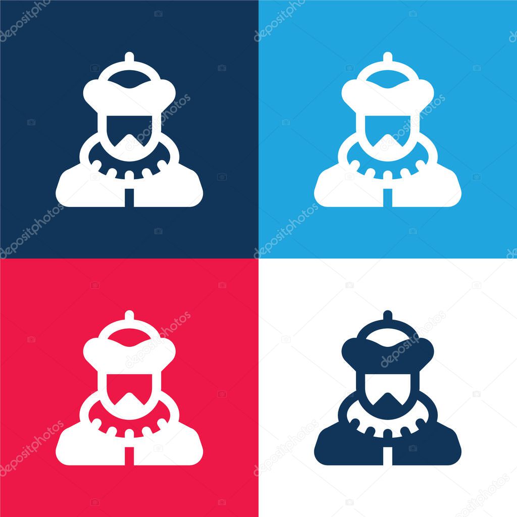 Baron blue and red four color minimal icon set