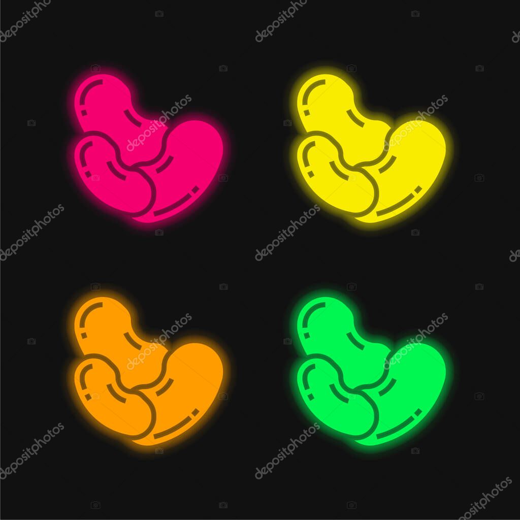 Bean four color glowing neon vector icon