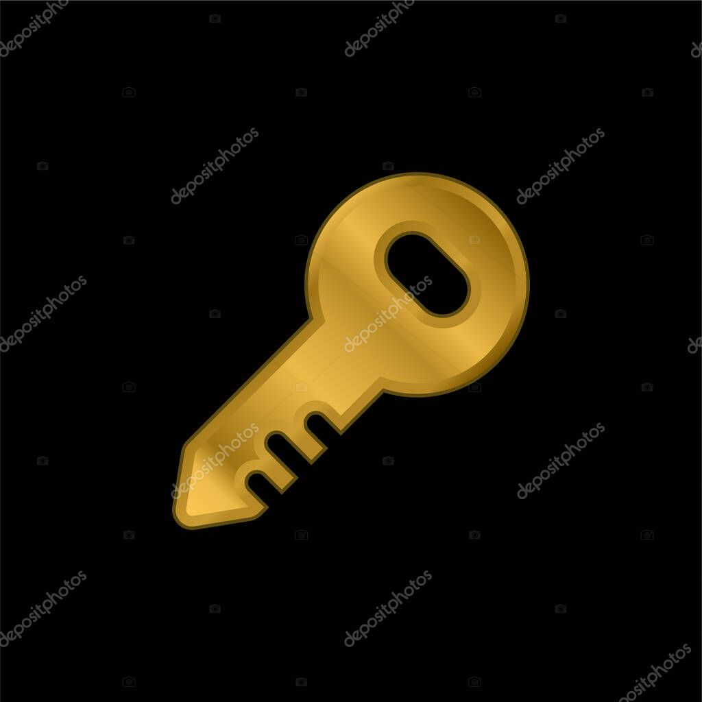 Administrator Key gold plated metalic icon or logo vector