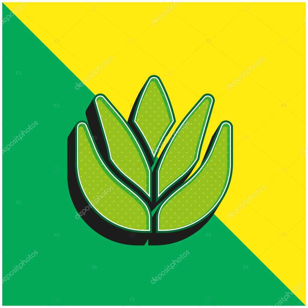 Aloe Vera Green and yellow modern 3d vector icon logo