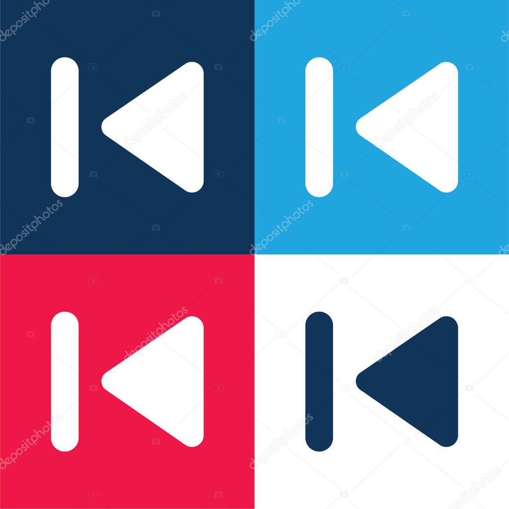 Backward Track blue and red four color minimal icon set