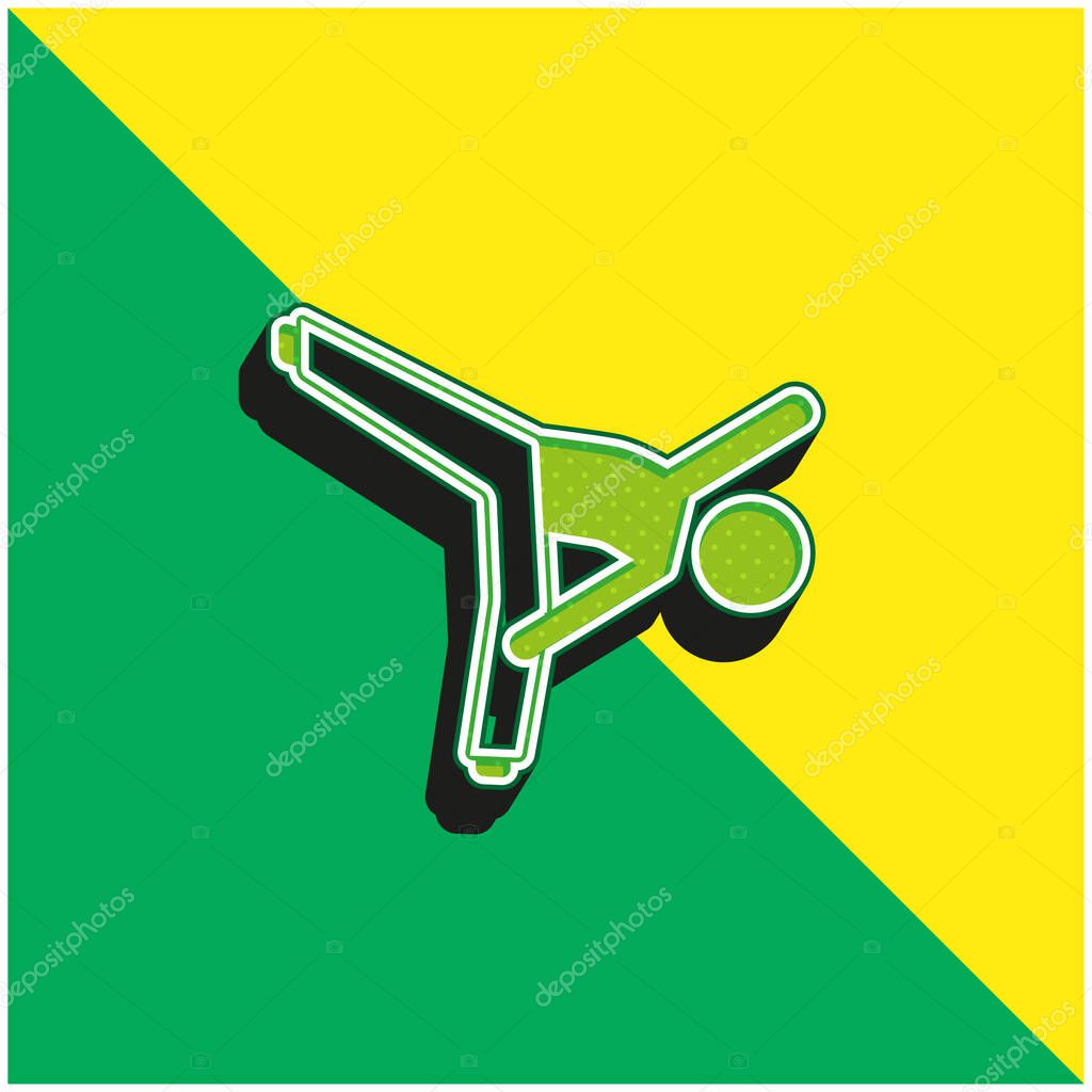 Boy Up Kick Green and yellow modern 3d vector icon logo