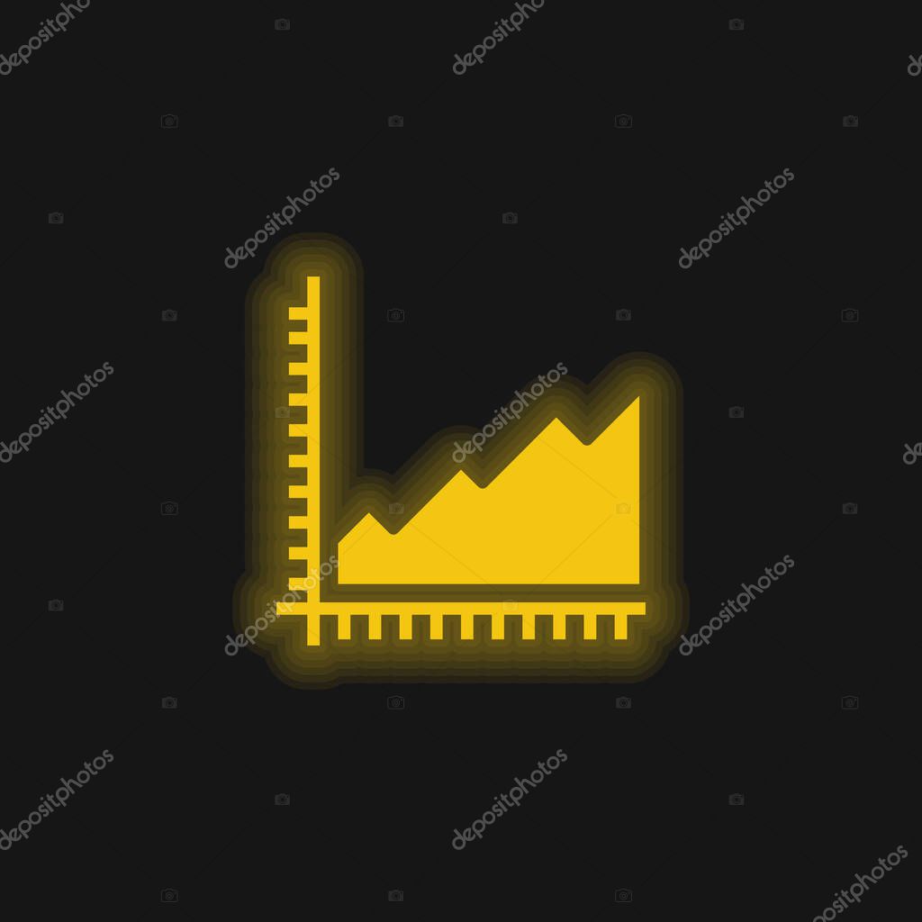 Area Chart yellow glowing neon icon