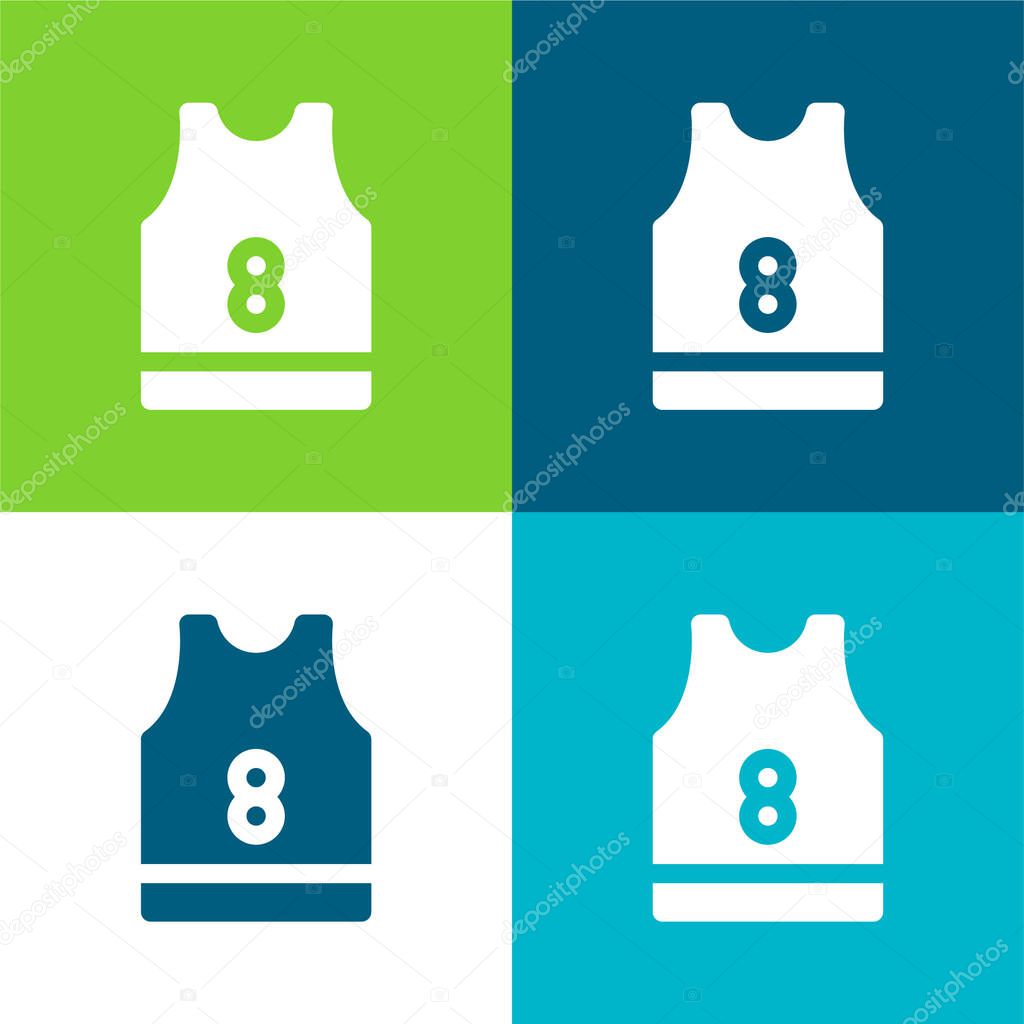 Basketball Jersey Flat four color minimal icon set