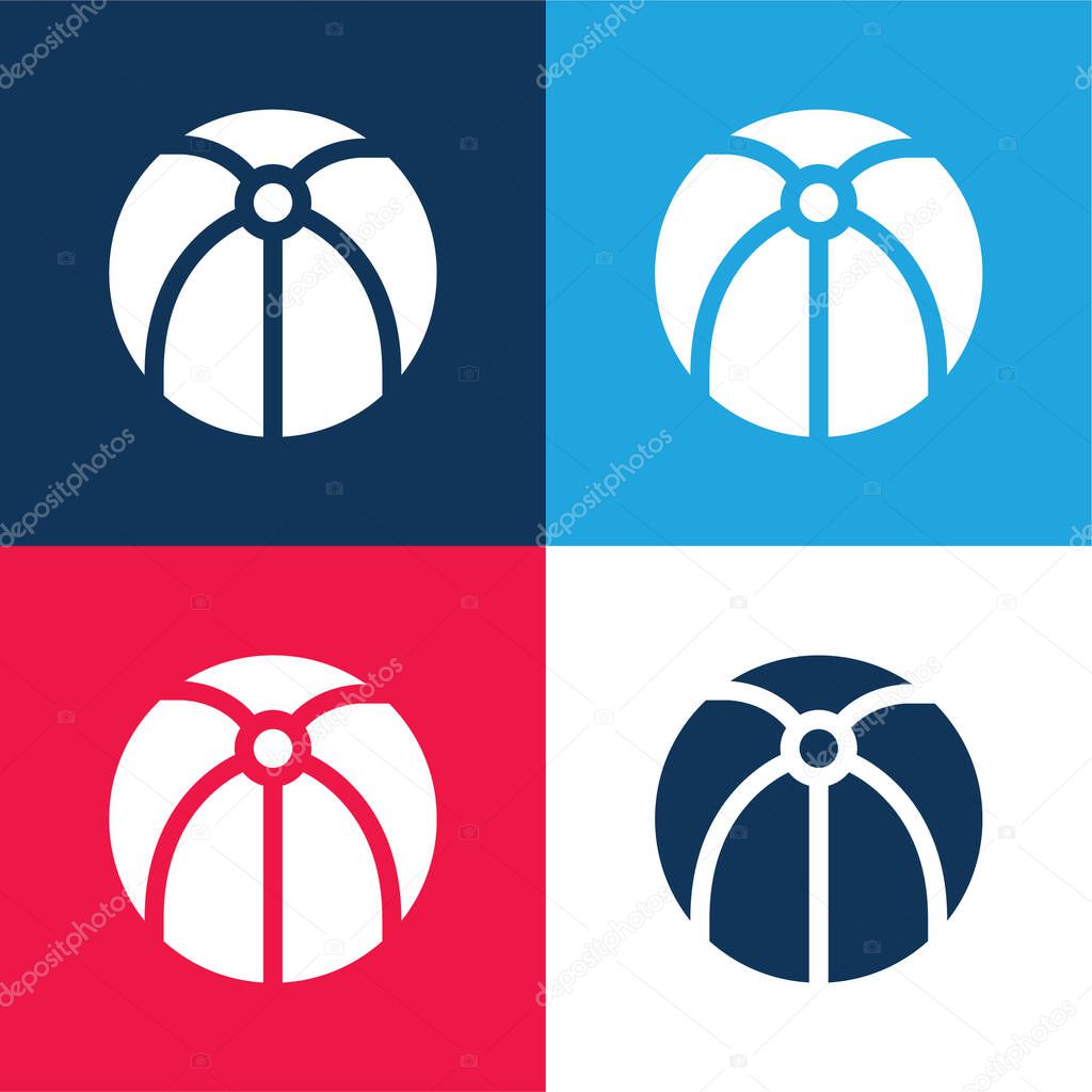 Beach Ball blue and red four color minimal icon set