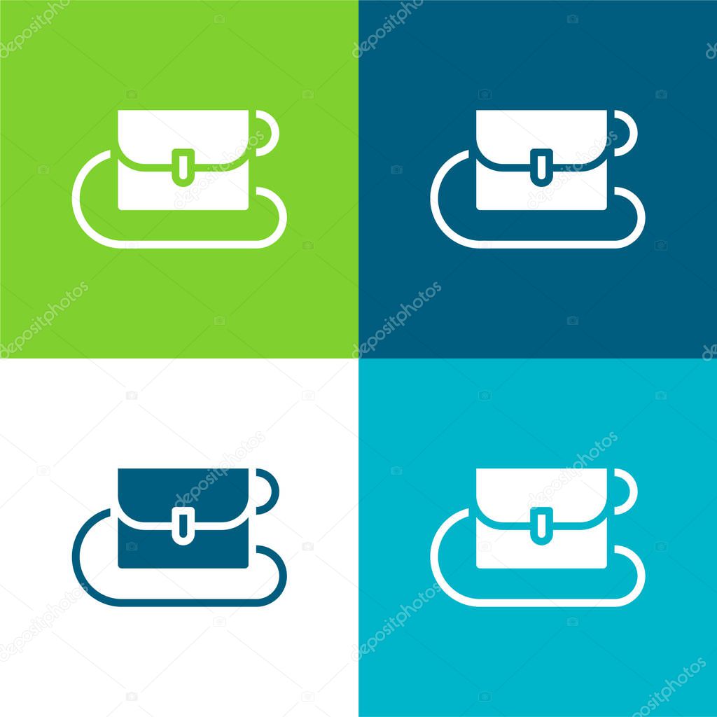 Bag Flat four color minimal icon set
