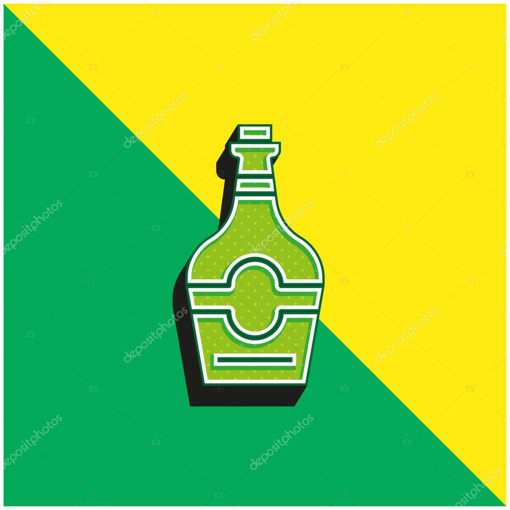 Bottle Green and yellow modern 3d vector icon logo
