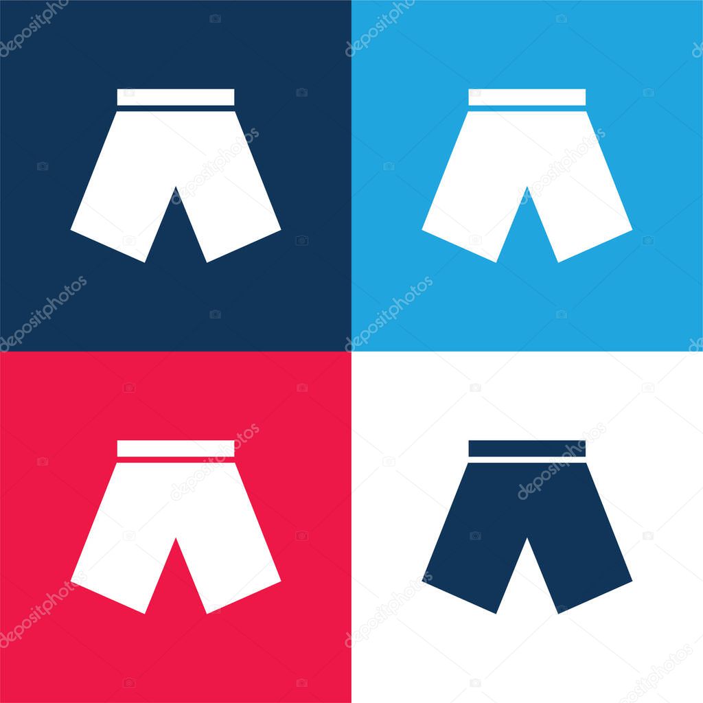 Black Short blue and red four color minimal icon set