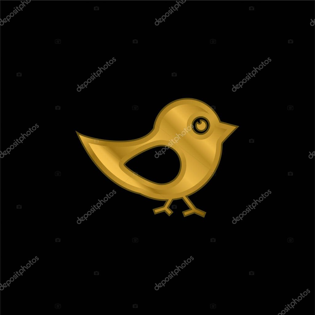Bird Of Black And White Feathers gold plated metalic icon or logo vector