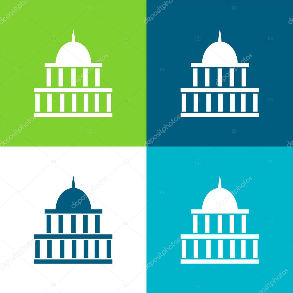 American Government Building Flat four color minimal icon set