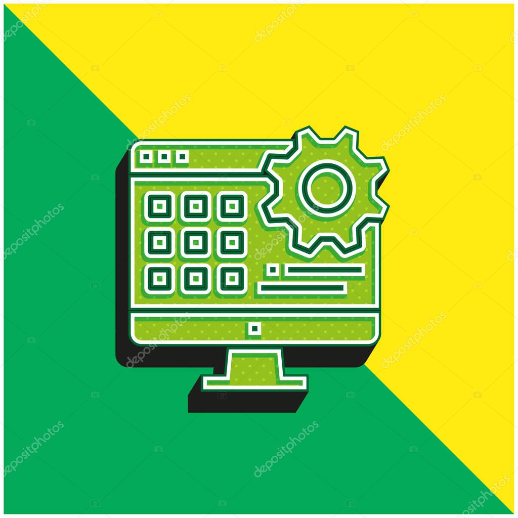 Application Green and yellow modern 3d vector icon logo
