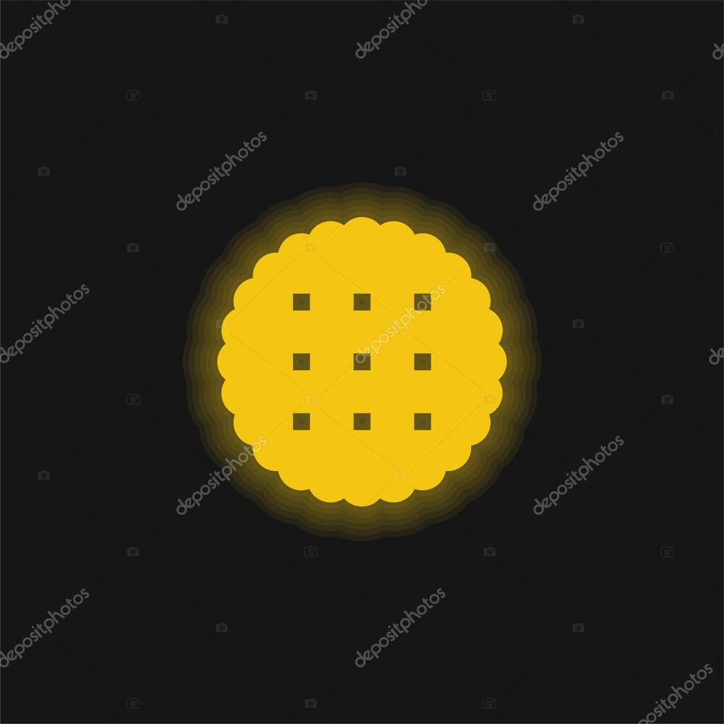 Biscuit yellow glowing neon icon