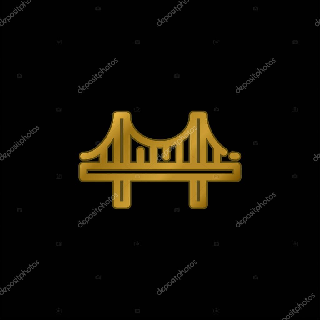 Bridge gold plated metalic icon or logo vector