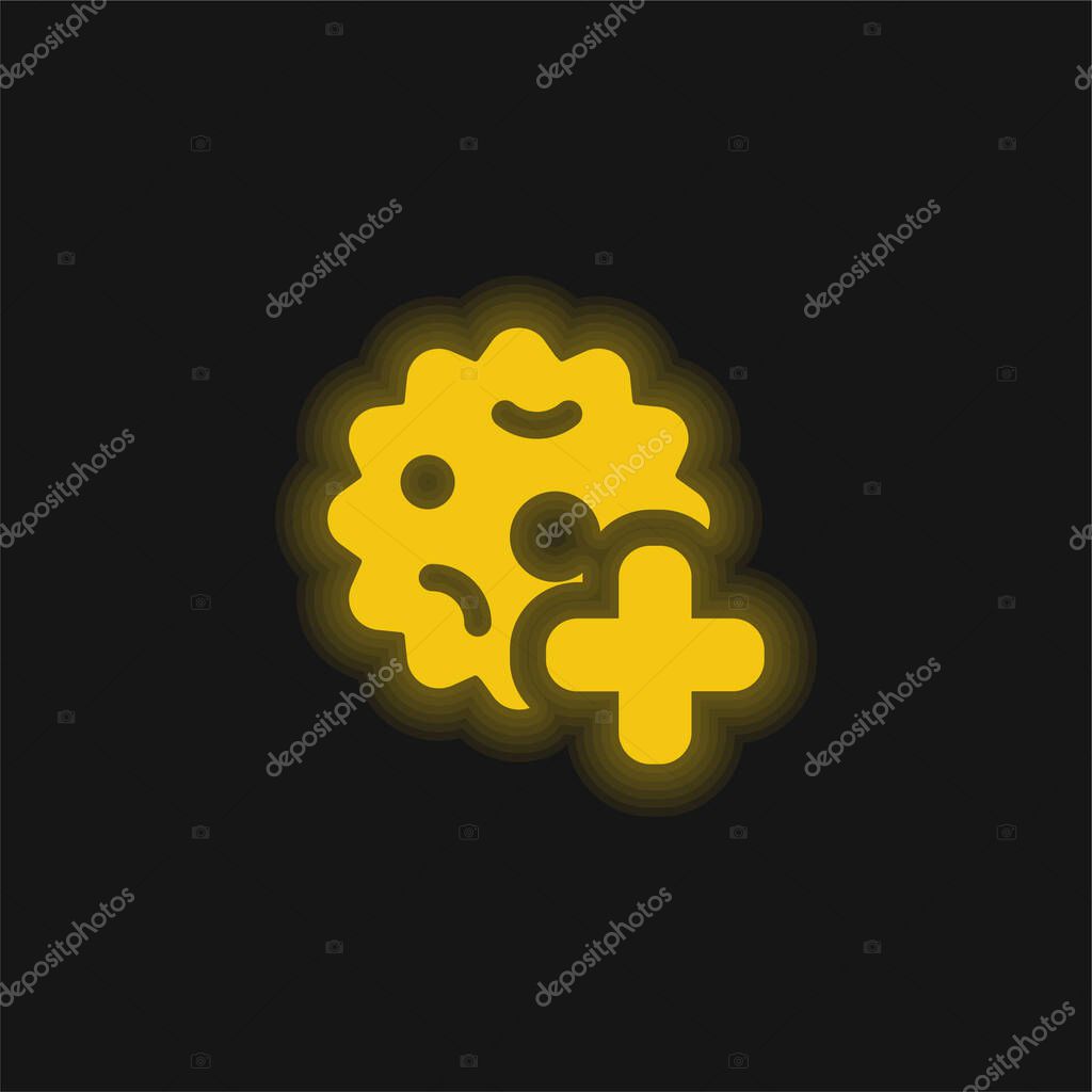 Bacteria yellow glowing neon icon