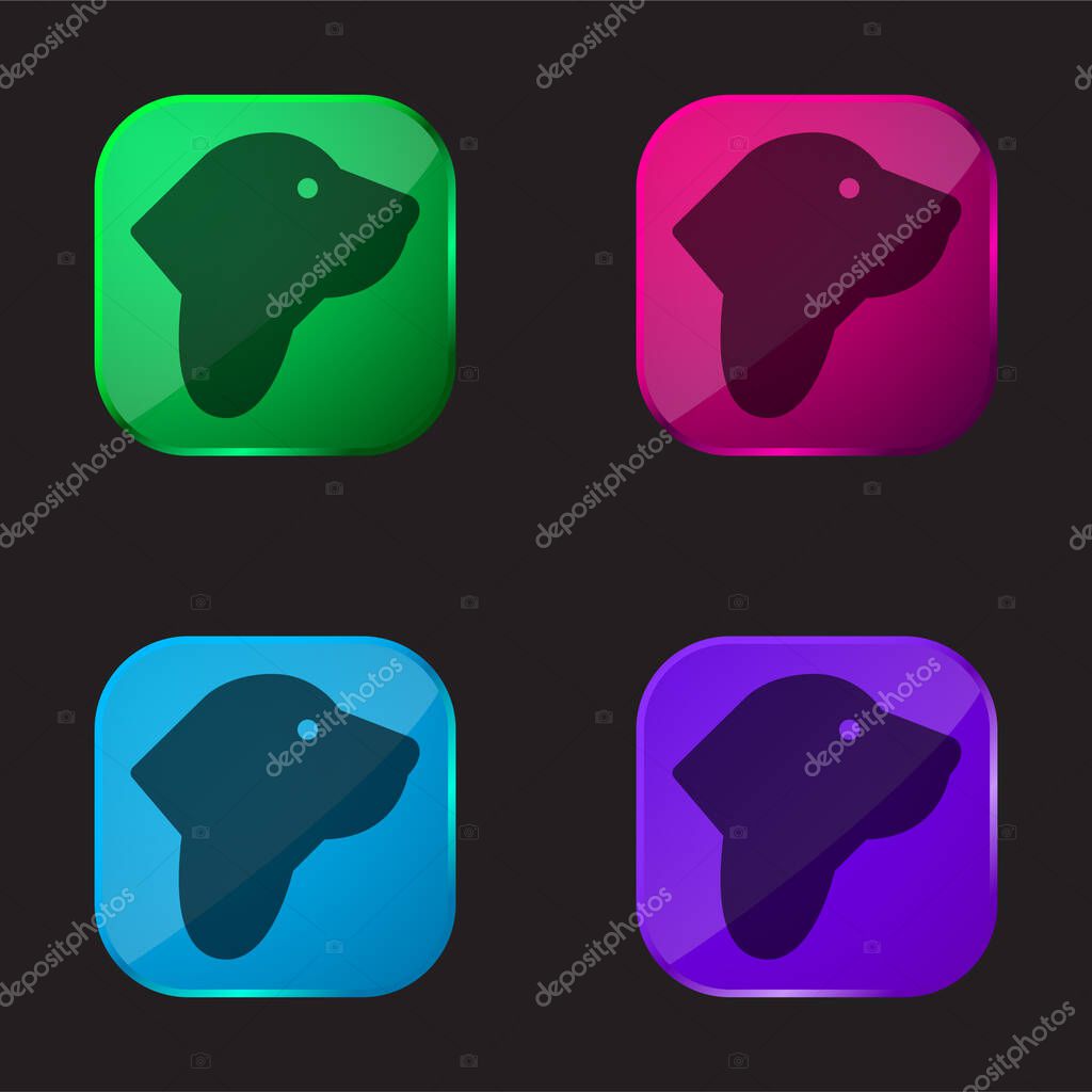 Basset Hound four color glass button icon
