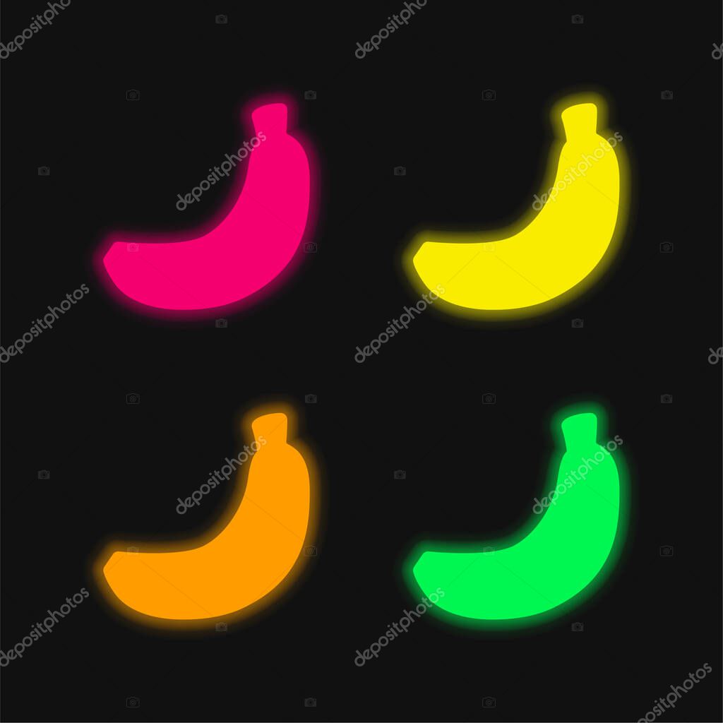 Banana four color glowing neon vector icon