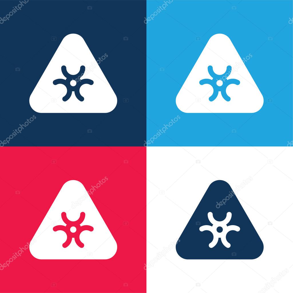 Biohazard blue and red four color minimal icon set