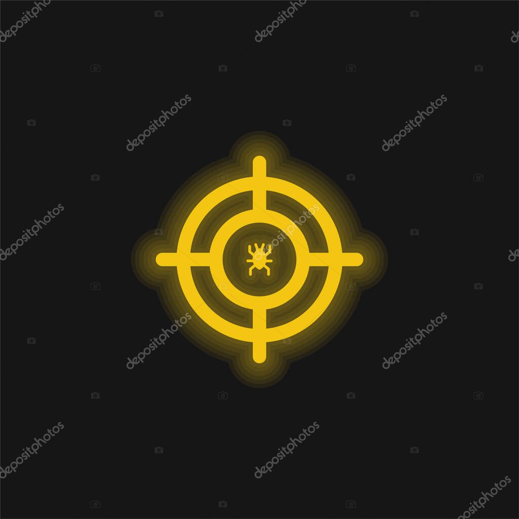Antivirus yellow glowing neon icon