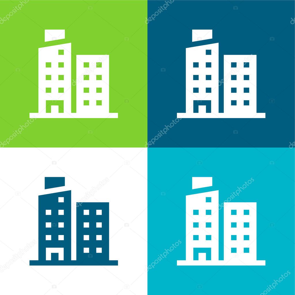 Apartment Flat four color minimal icon set