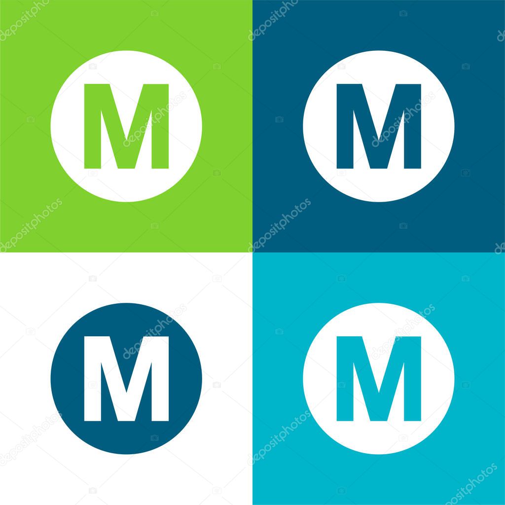 Baltimore Metro Logo Symbol Flat four color minimal icon set