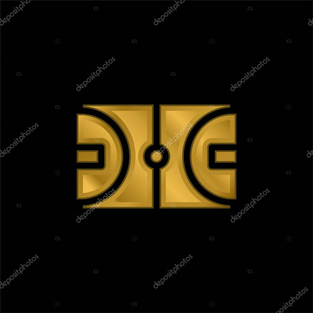 Basketball Court gold plated metalic icon or logo vector
