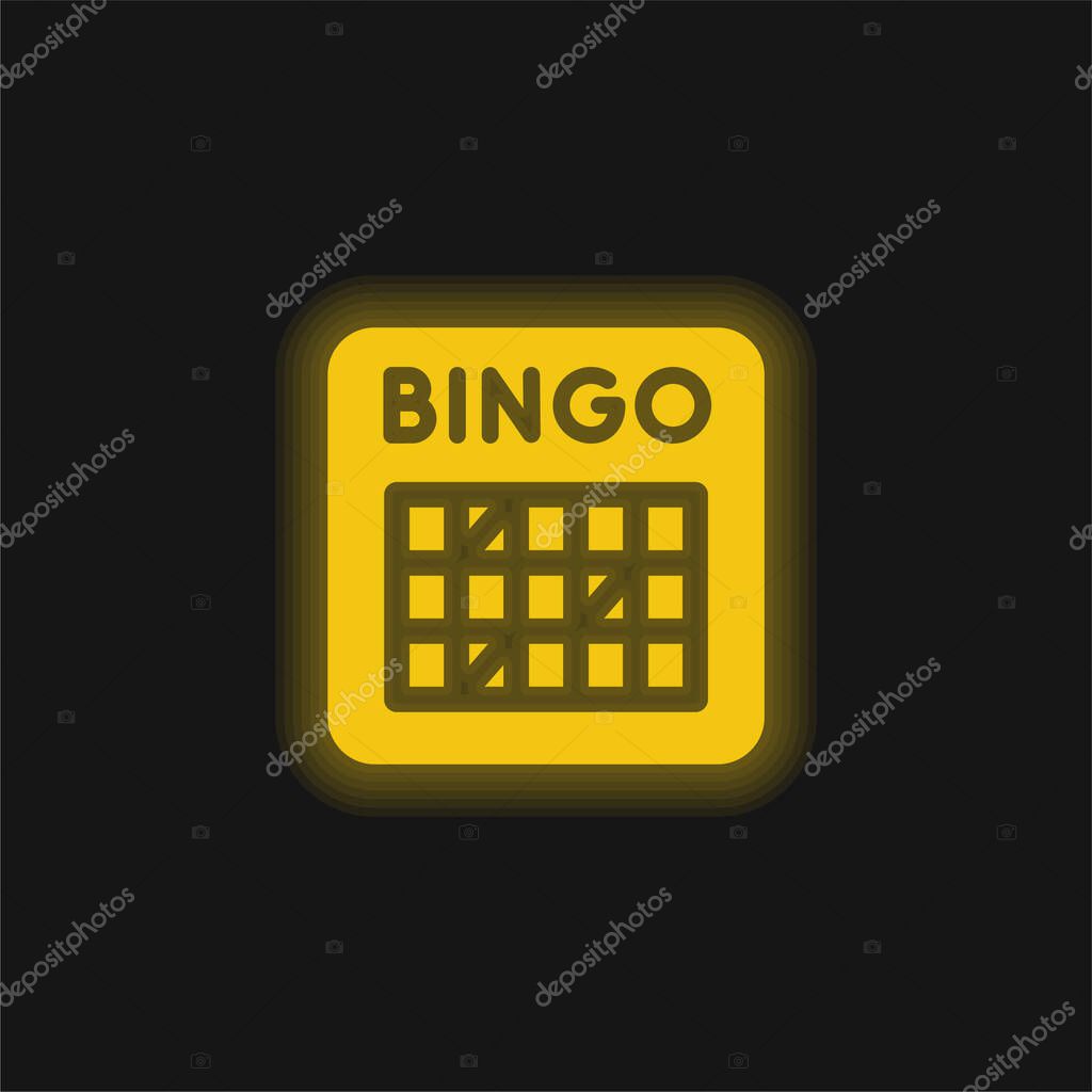 Bingo yellow glowing neon icon