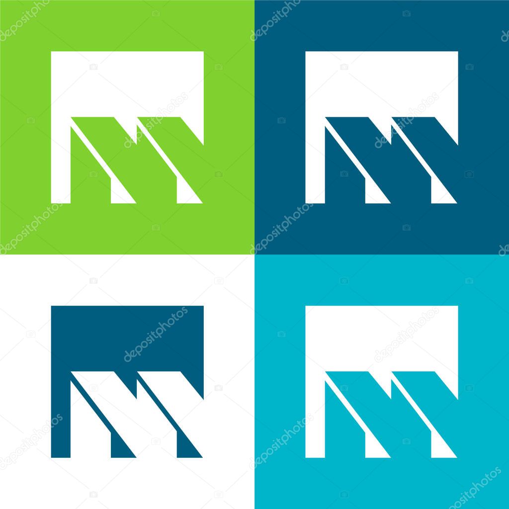 Brasilia Metro Logo Flat four color minimal icon set