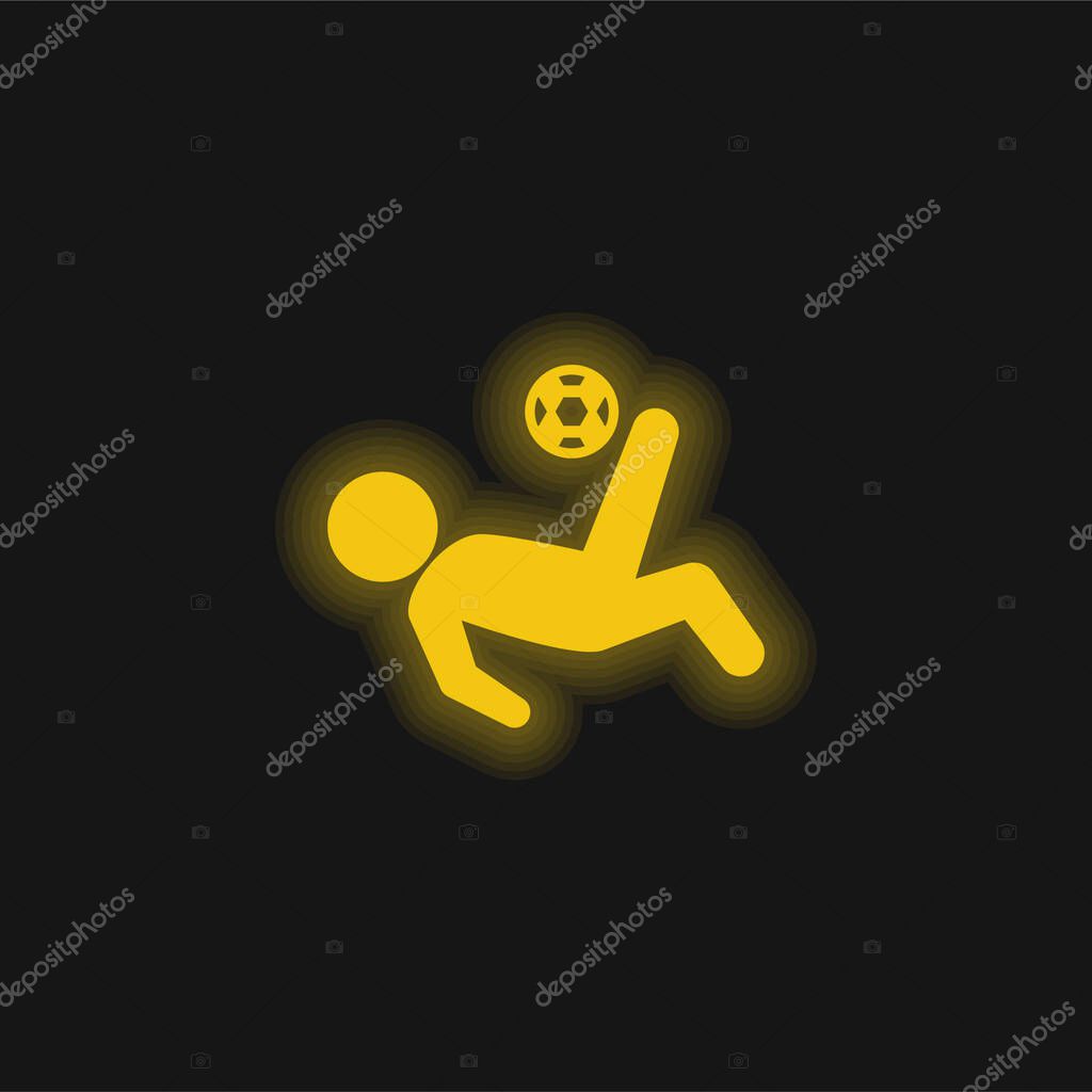 Bicycle Kick yellow glowing neon icon