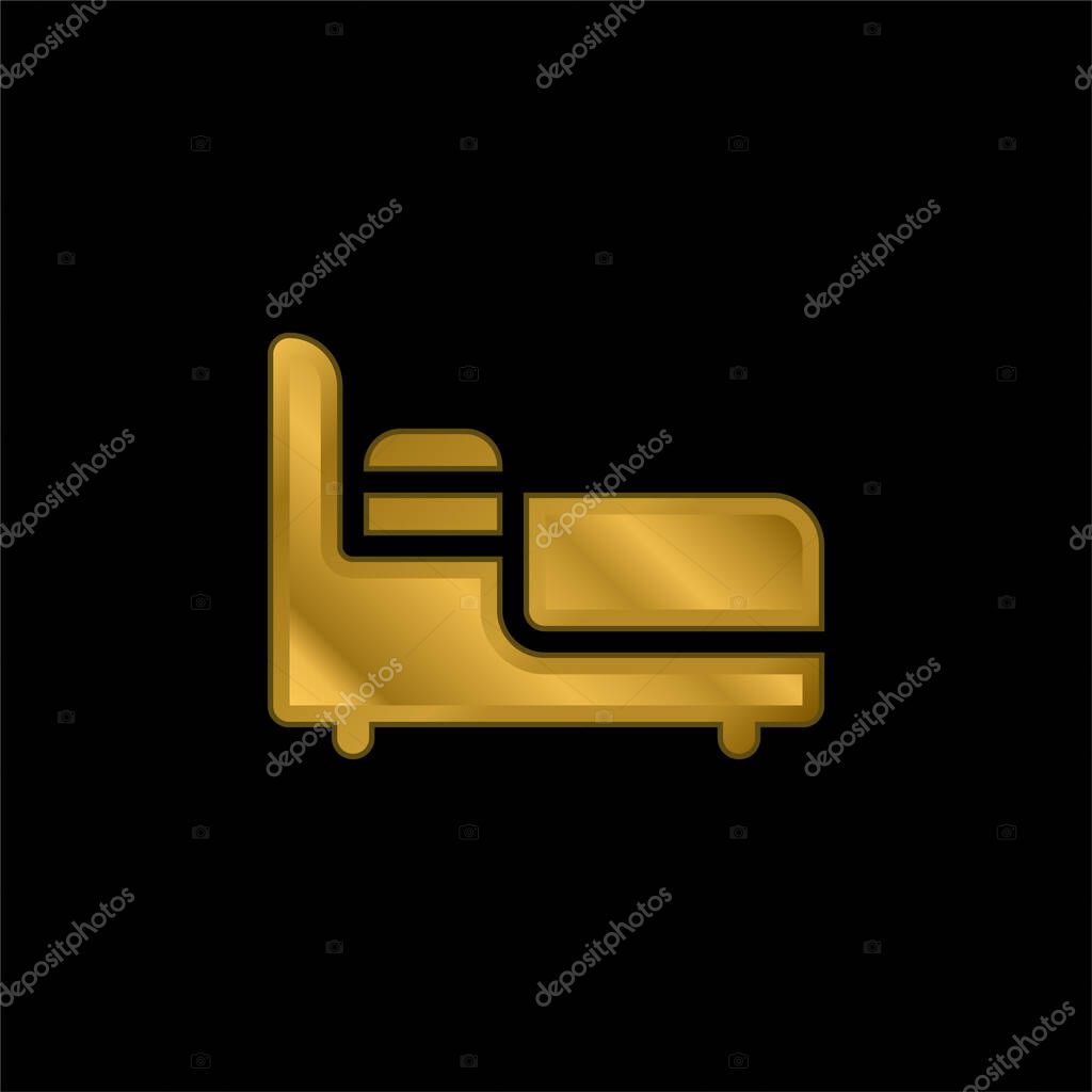 Bed gold plated metalic icon or logo vector