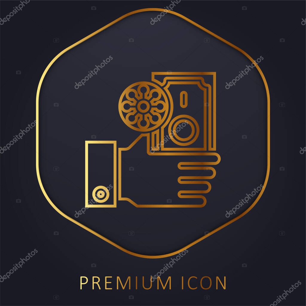Banknote golden line premium logo or icon
