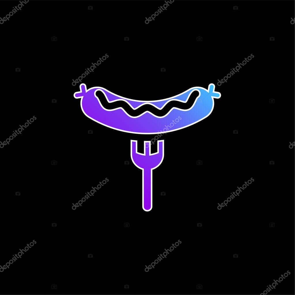 Bratwurst On Fork blue gradient vector icon