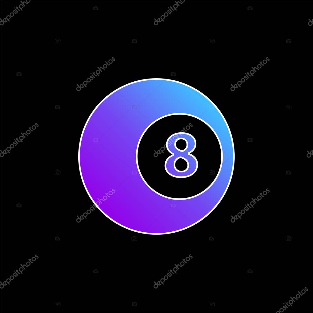 Black Eight Billiard Ball blue gradient vector icon