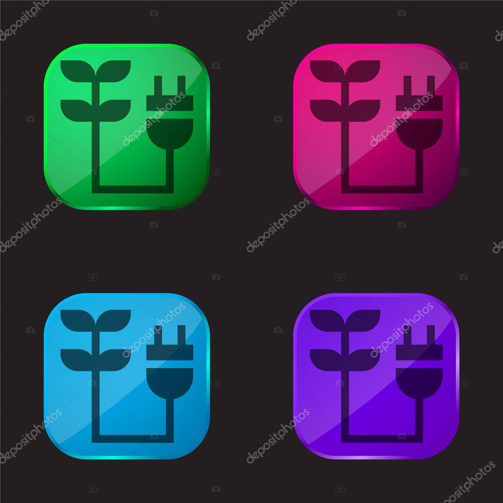 Bioenergy four color glass button icon