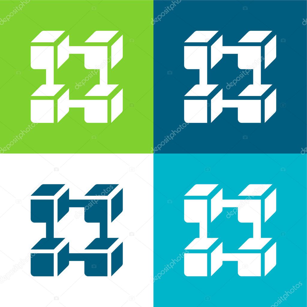 Blockchain Flat four color minimal icon set