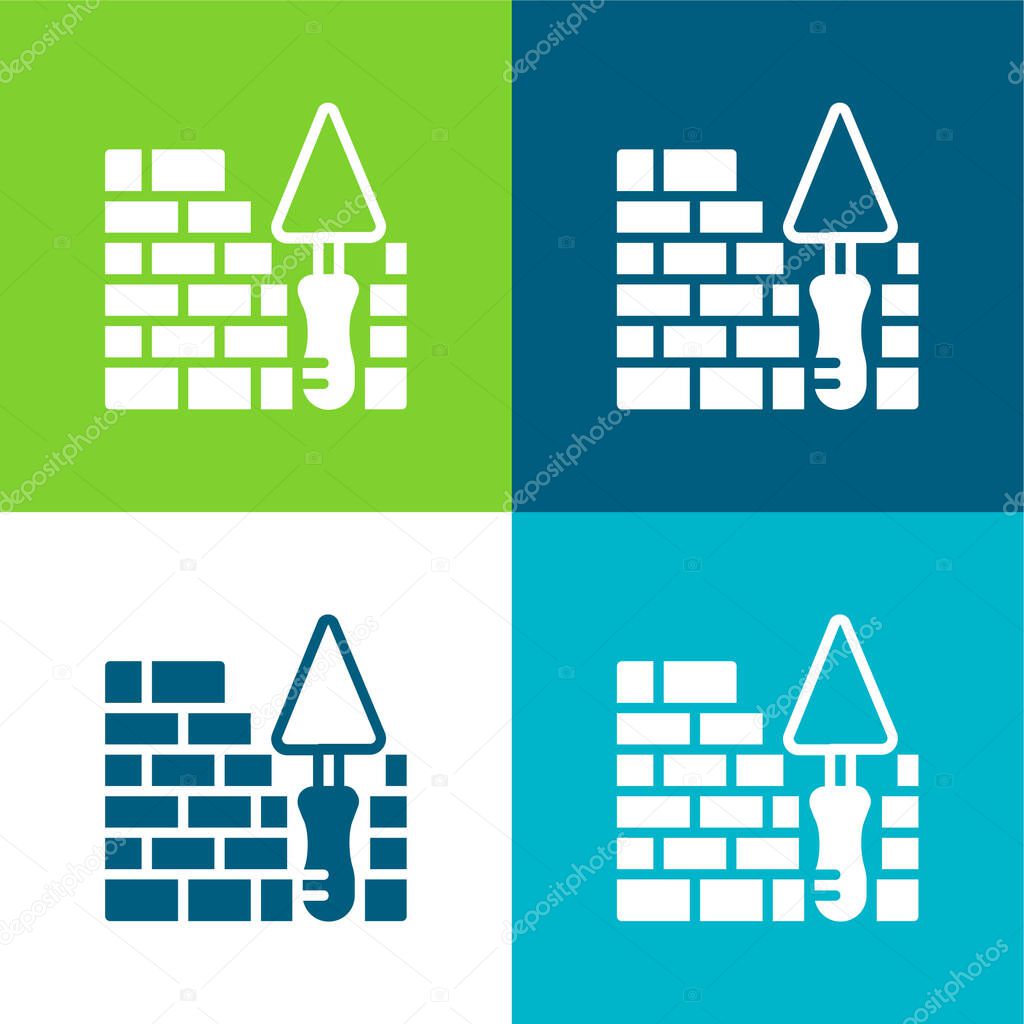 Brick Wall Flat four color minimal icon set