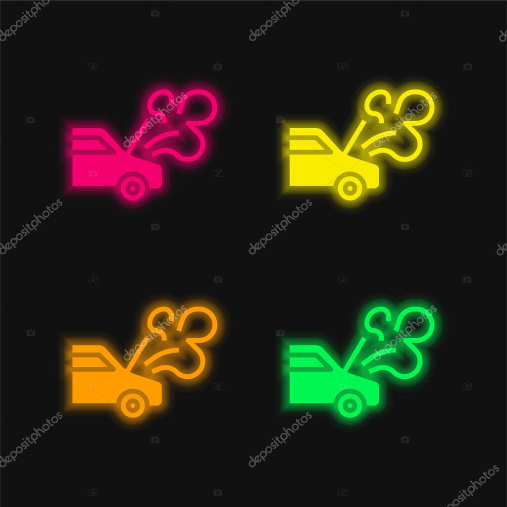 Breakdown four color glowing neon vector icon